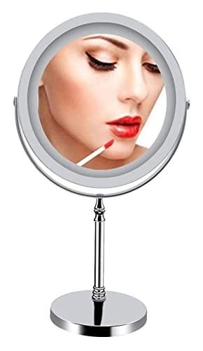 Eliveshown Eliveshown Countertop Vanity Mirrors LED Lighted Makeup Vanity Mirror with A Non-Slip Pedestal 7 Inches Double-Sided 10X Magnifying