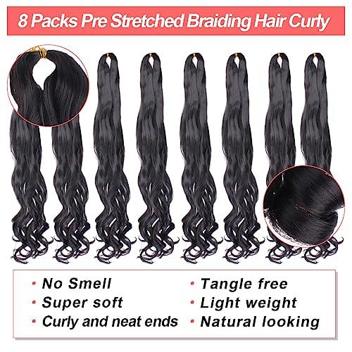 XTREND Xtrend 30 Inch French Bouncy Curly Braiding Hair 8 Packs Pre Stretched Loose Wave Bouncy Braiding Hair For Spanish Women Curly Braiding Hair Synthetic Crochet Braids Hair Extensions30 Inch,T30#