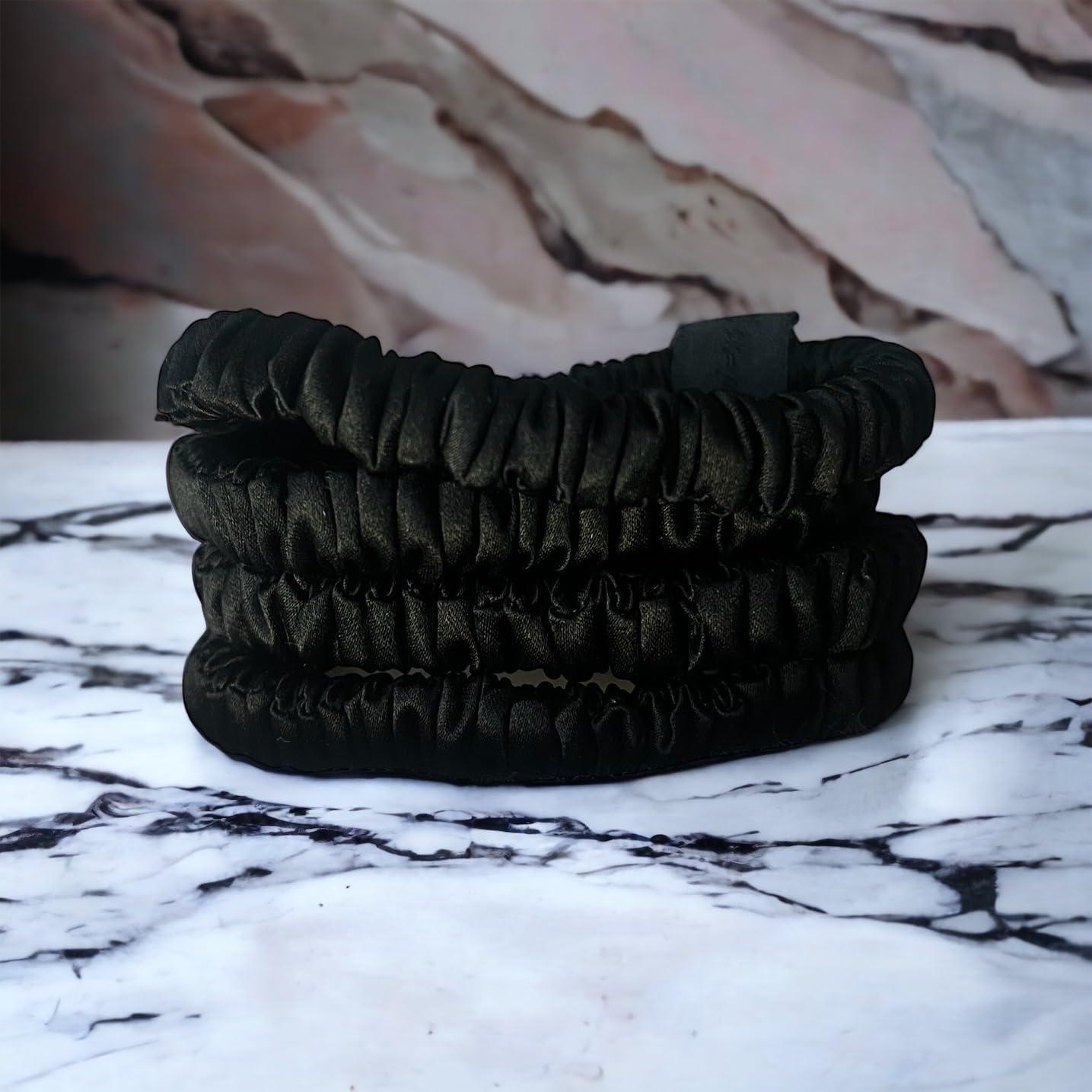 Bonvey BONVEY The Skinny Scrunchie LIGHTEST BLONDE 100% Pure Mulberry Silk, GRADE 6A Elastic Scrunchies (Set of 4)