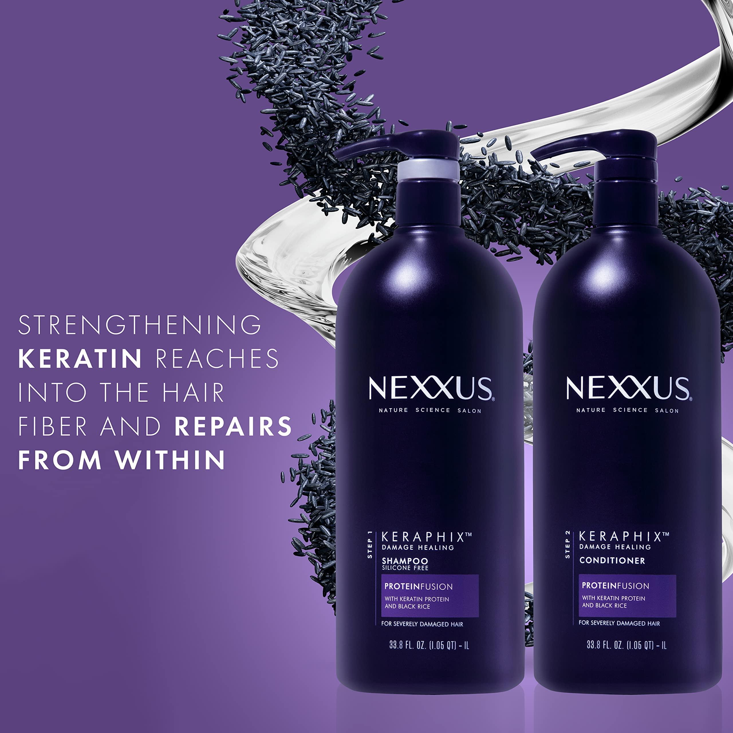Nexxus Nexxus Keraphix Shampoo With ProteinFusion for Damaged Hair Keratin Protein, Black Rice, Silicone-Free 33.8 oz