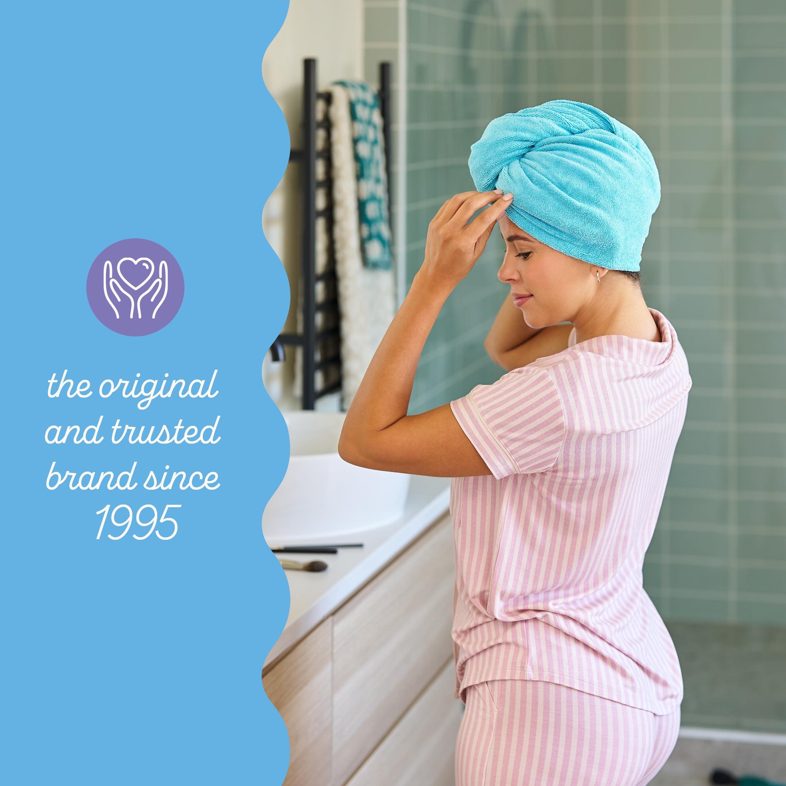 Turbie Twist Turbie Twist 2-Pack Microfiber Hair Towel for Beauty, Travel, Gifting - Wrap Turban for Straight, Wavy & Curly Hair - Premium Personal Care - Dark Aqua & Light Aqua