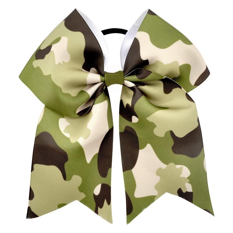 BBTDIN BBTDIN Camouflage Hair Clip, Green Tye Dye Ponytail Holder Bow for Girls\'s Daily Wear, Military Theme Party, Team Cheer Competitions, High School Practice, Hair Securing, 7.87 Inches