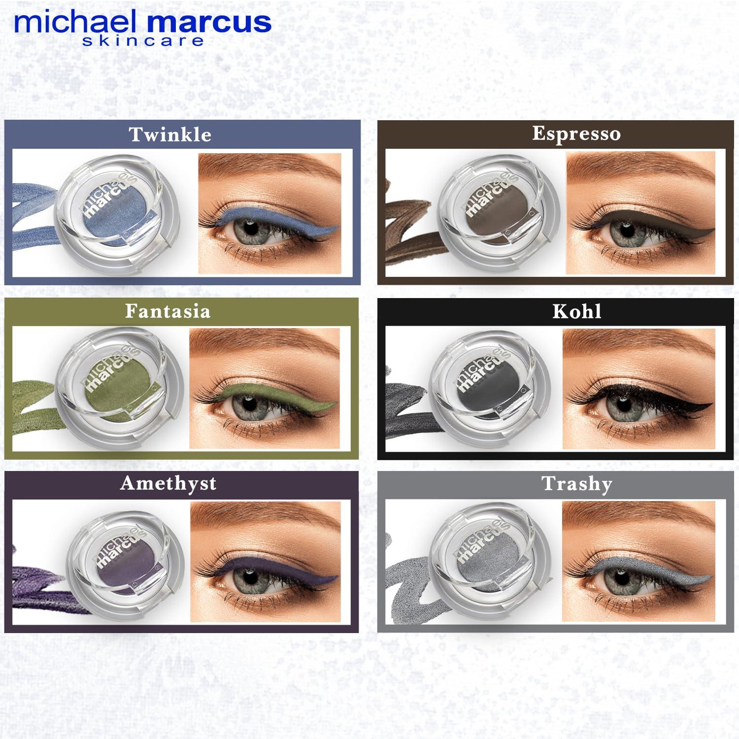 michael marcus Michael Marcus Makeup Cake Eye Liner & Eyeliner Brush Trashy - Water Activated Dry Pressed, Long-Lasting & Smudge Resistant Eyeliner - Cruelty & Paraben Free - For Beginner & Pro Makeup Artist