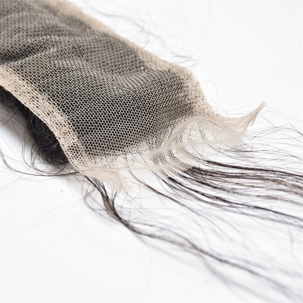 rewcoin Brazilian Loose Wave 2x6 Lace Closure 100% Unprocessed Human Virgin Hair Pre Plucked Loose Deep Wave Pre-Plucked Hairline Frontal Closure Natural Black With Baby Hair (18inch, 2x6 loose wave closure)