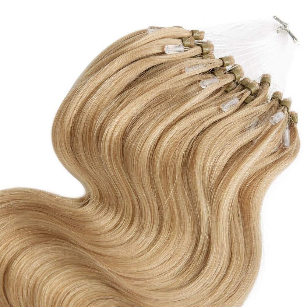 Drasawee Drasawee 1 Gram Micro Ring Loop Fish Line Hair Extensions Wavy Long Remy Hair Extensions Women\'s Wigs-Gift 20\'\' 100 strands/set 20#