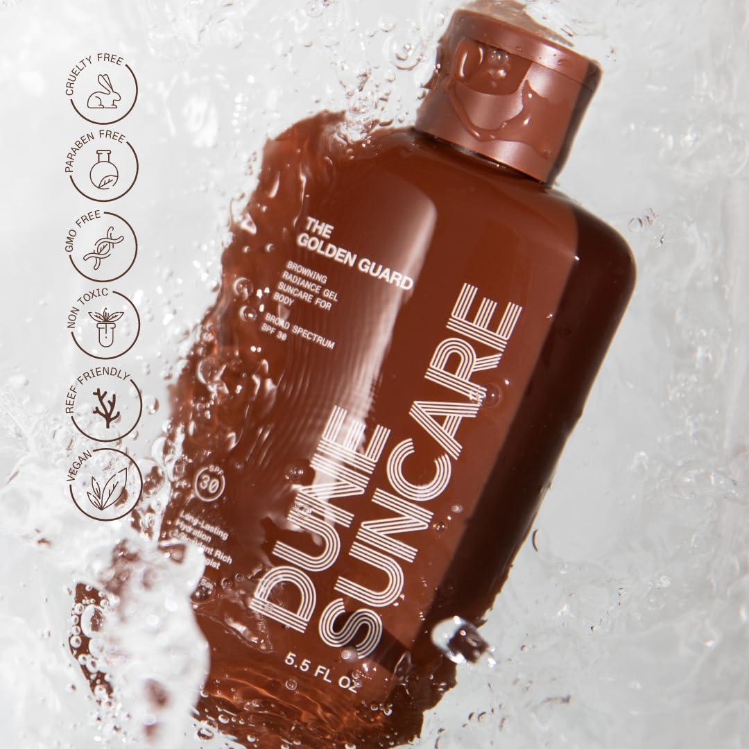 DUNE SUNCARE The Golden Guard Sunscreen - Reef-safe tinted Sun screen for Body - Browning Broad Spectrum Spf 30 Sun block - sun tanning lotion alternative that protects, Hydrates, and moistures your skin 5.5 Fl Oz