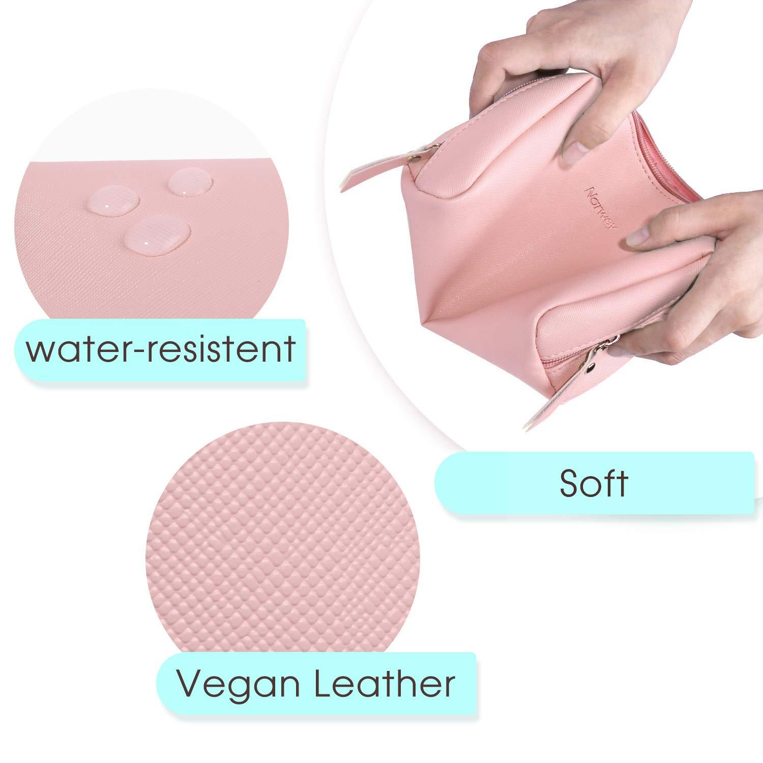 Narwey Narwey Small Vegan Leather Makeup Bag for Purse Travel Makeup Pouch Mini Cosmetic Bag for Women (Small, Pink)