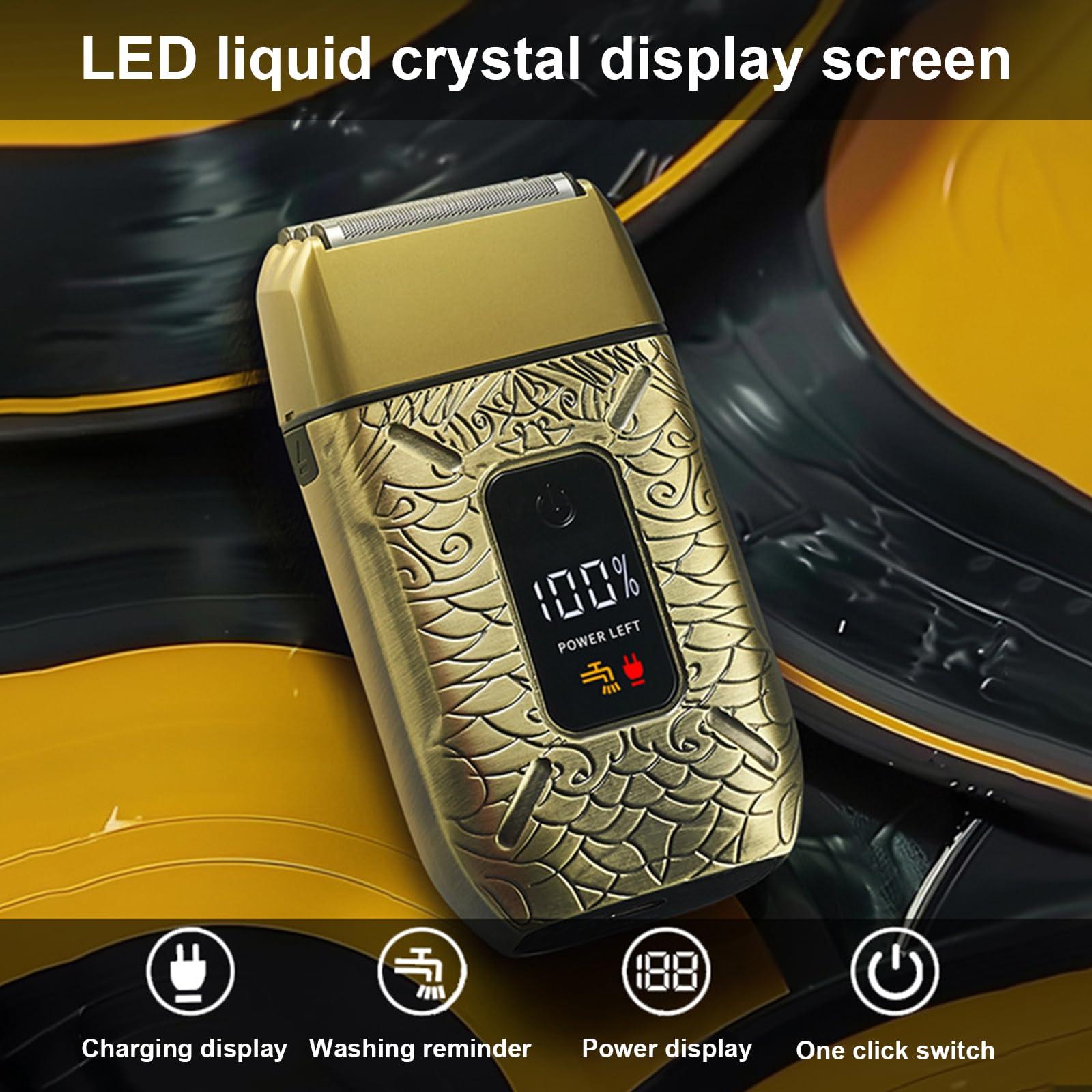 ZJchao Electric Beard Trimmer 3 Heads Shaving for Bald Head Rechargeable Digital Display