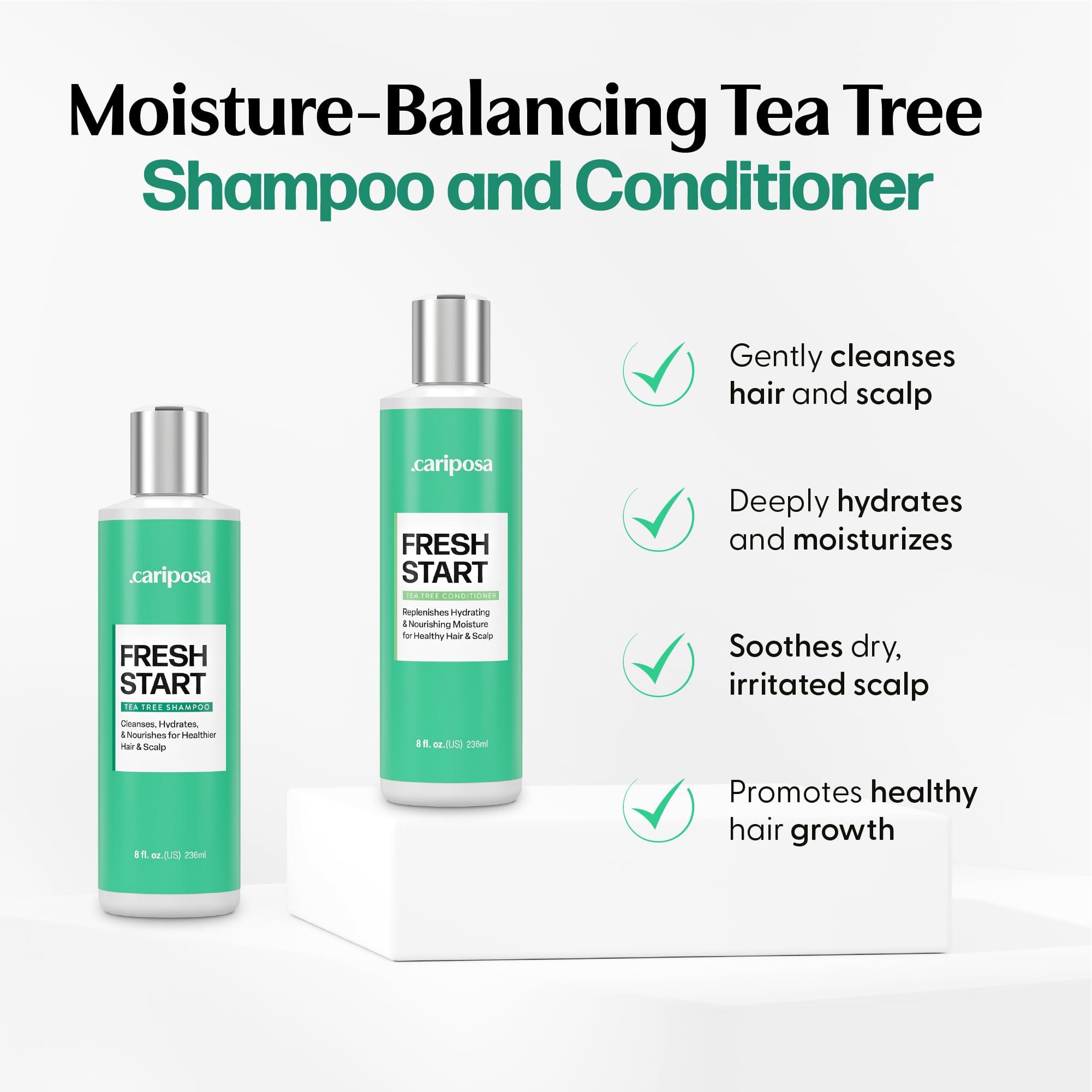 Cariposa Beauty Cariposa Beauty Tea Tree Shampoo and Conditioner Set - Paraben & Sulfate Free Dandruff Shampoo for Women & Anti Dandruff Conditioner for Flake Free Hair & Scalp - Promotes Hair Growth & Healthy Scalp