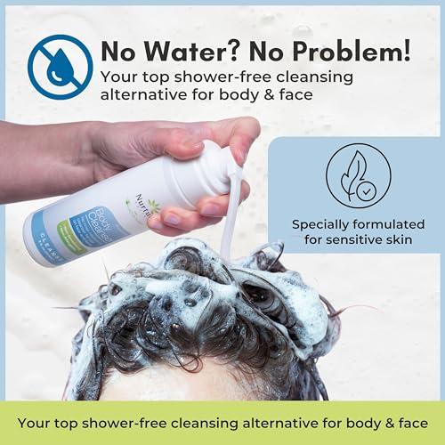 Nurture Valley Nurture Rinse Free Waterless Foaming Cleanser | Women, Camping, Elderly & Hospital Care | Waterless Shower & Bath Wash w/Aloe for Sensitive Dry Skin