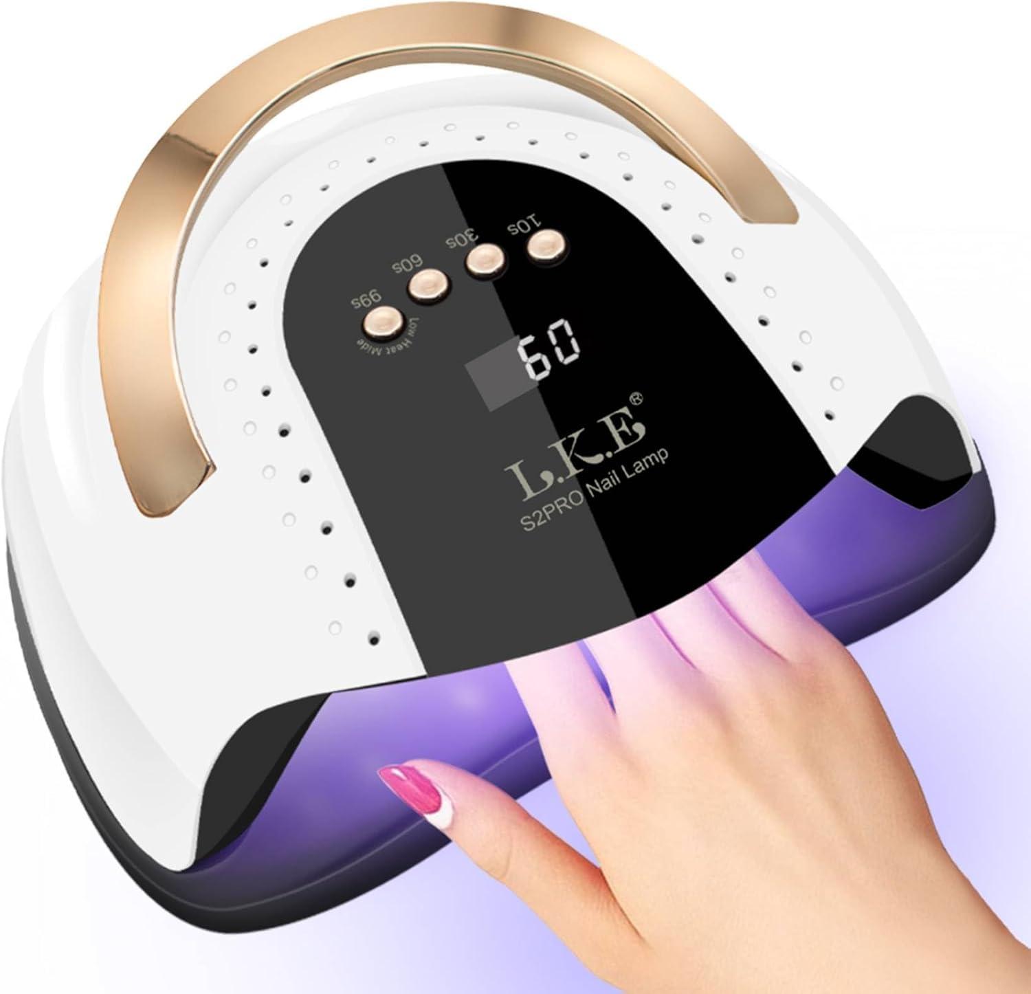 LKE 268W UV LED Nail Lamp, LKE Nail Dryer for Gel Polish, 4 Timers UV Nail Lamp Professional Nail Light, 57Pcs Lamp Beads and Automatic Sensor(White)