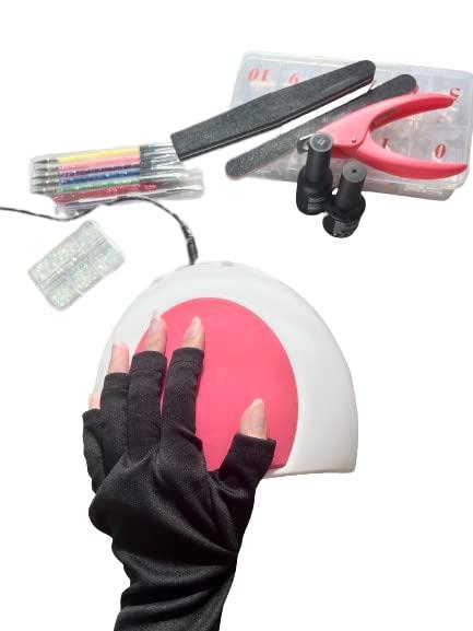 Generic Premium UV Gloves for Gel Manicure Nail Lamps, Anti UV Skincare, UV Light Protection Fingerless Gloves, Protect Hands from Harmful UV Sun Rays (Black)