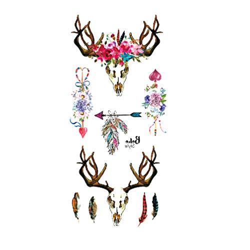 LINGREAL LINGREAL Deers Butterflies Fox Tribe Arrow Tattoo Paper,Temporary Tattoo Sticker for Men Women Girls Boys - 6 Sheets