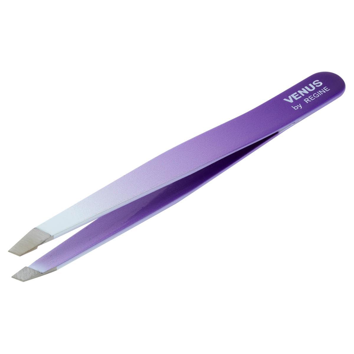 Regine Switzerland Venus by Regine Slant Tweezers - Handmade Precision Tool for Women & Men, 25-Degree Angle for Shaping Eyebrows & Grooming Facial Contours, Suitable for Eyebrow & Facial Hair Removal (Lavender Ombre)