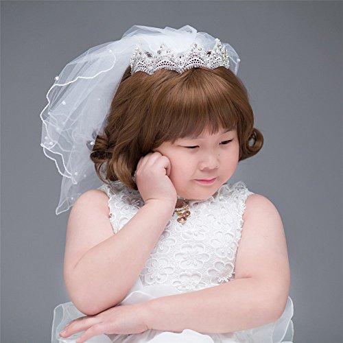 Aimeely Aimeely Lovely Short Wedding Veil for Girls Pearl Flower Girl Headpiece with Comb White