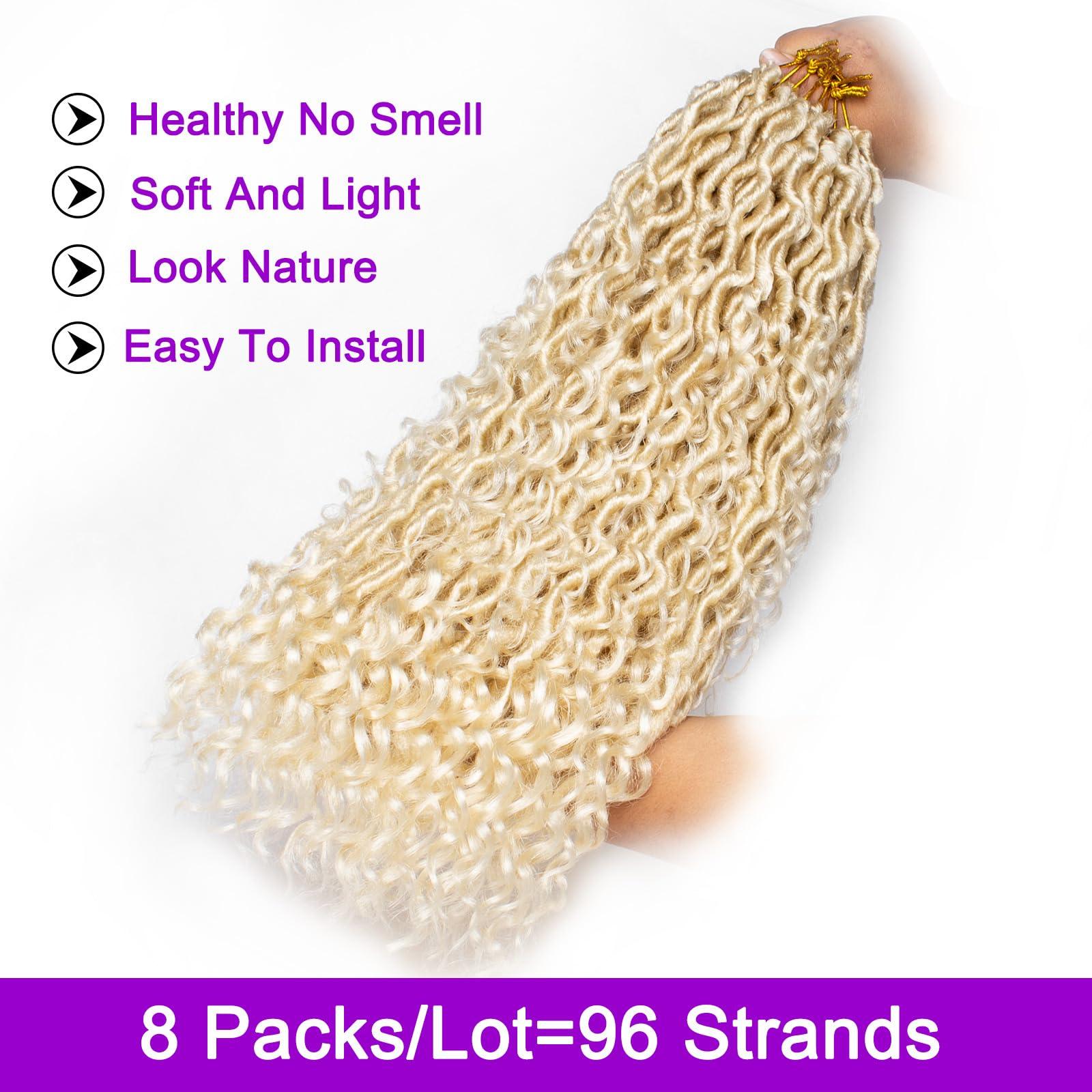 ZRQ ZRQ 8 Packs 613 Goddess Locs Crochet Hair 24 Inch Blonde River Locs Croceht Braids, Pre Looped Long Bohemian Locs Boho Style Hipple Locs With Curly Ends 613#