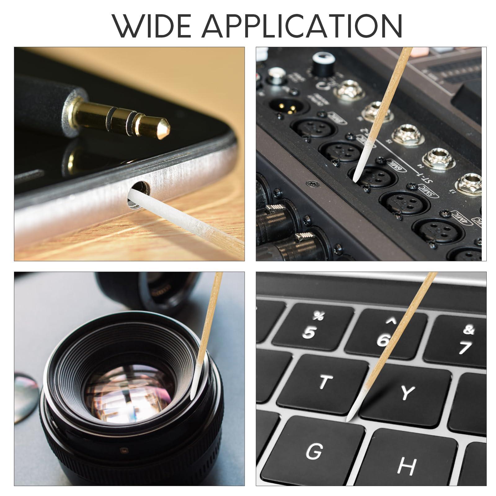 UrbanAbode Pointed Cotton Swabs with Storage Case, Precision Tip Cotton Swabs with Wooden Sticks, Microswabs for Eyelash Extensions Makeup Nails Tattoo Permanent Supplies Craft