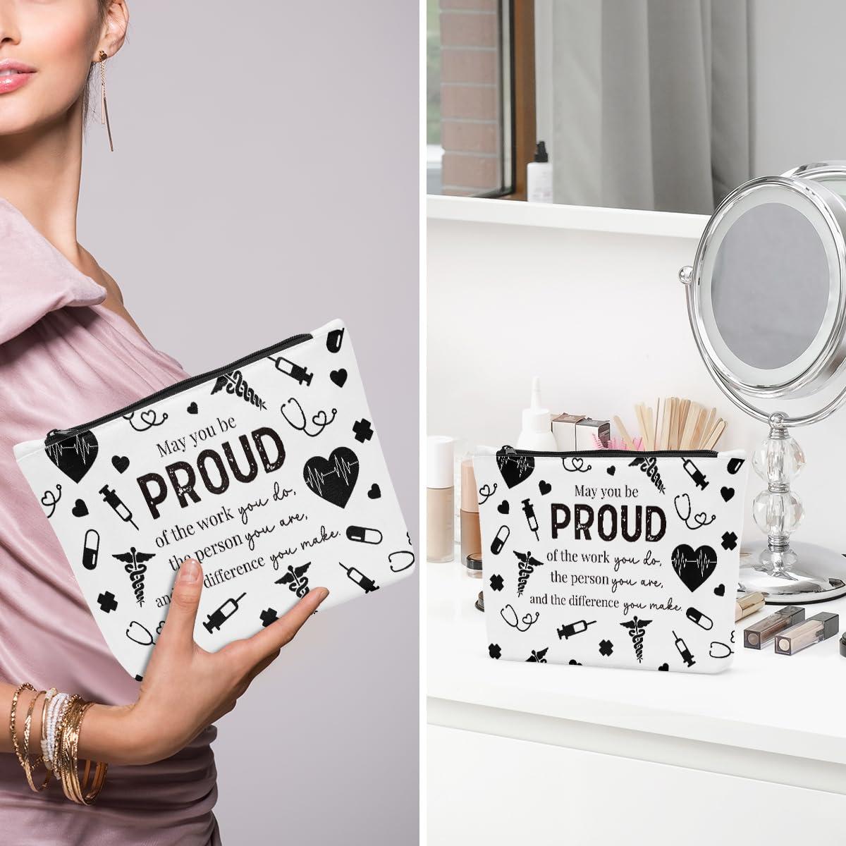 Sldpngo Nurse Makeup Bag, Funny Nursing Gifts for Nurses Female, Nursing Student Gifts, Nurse Gifts for Women, May You Be Proud of The Work You Do Cosmetic Bags, Nurse Appreciation Graduation Gifts