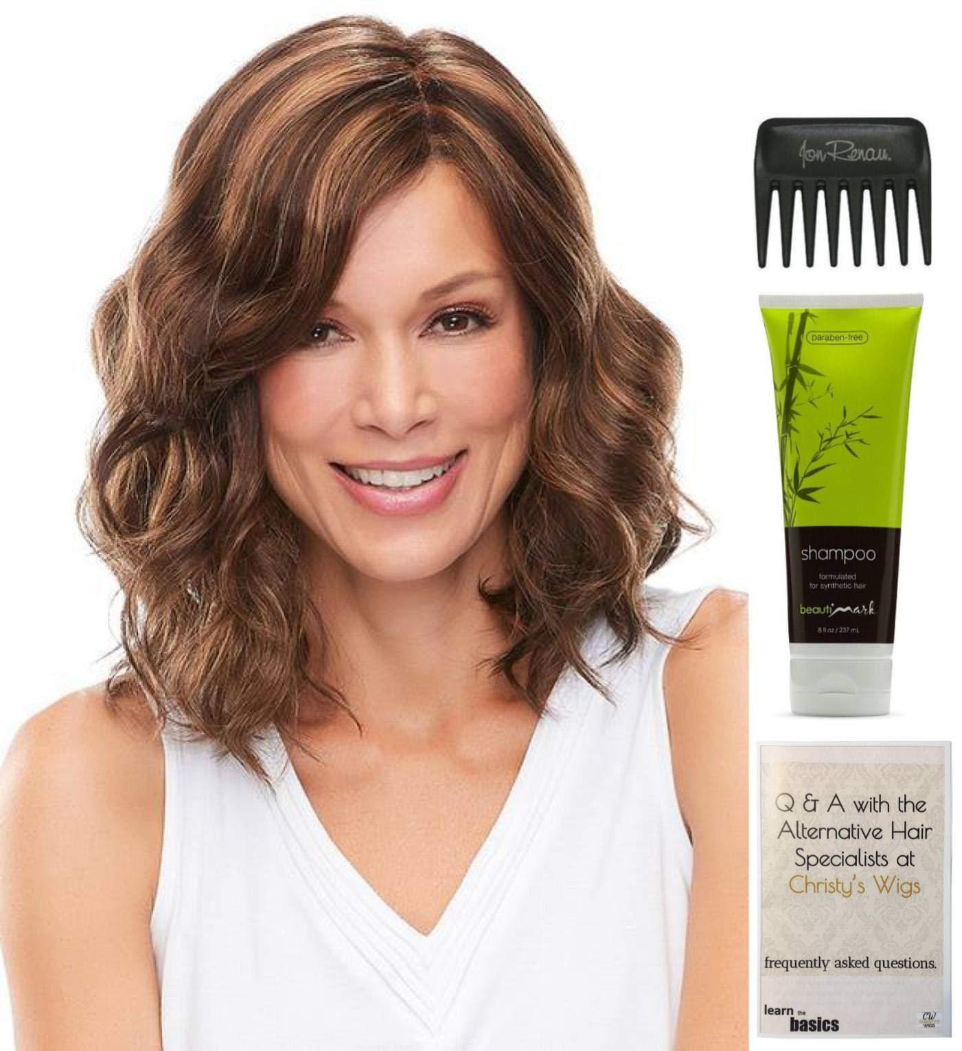 Jon Renau & Christy's Wigs Bundle - 4 items: Mila Wig by Jon Renau, Christy's Wigs Q & A Booklet, BeautiMark Synthetic Shampoo & Wide Tooth Comb - Color: 12/30BT