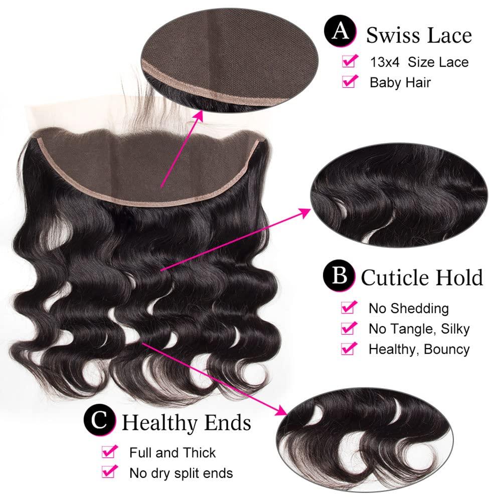 JARAMA 10 Inch 13x4 HD Lace Frontal Closure 100% Brazilian Virgin Human Hair Body Wave Ear to Ear Transparent Lace Frontal Pre Plucked with Baby Hair