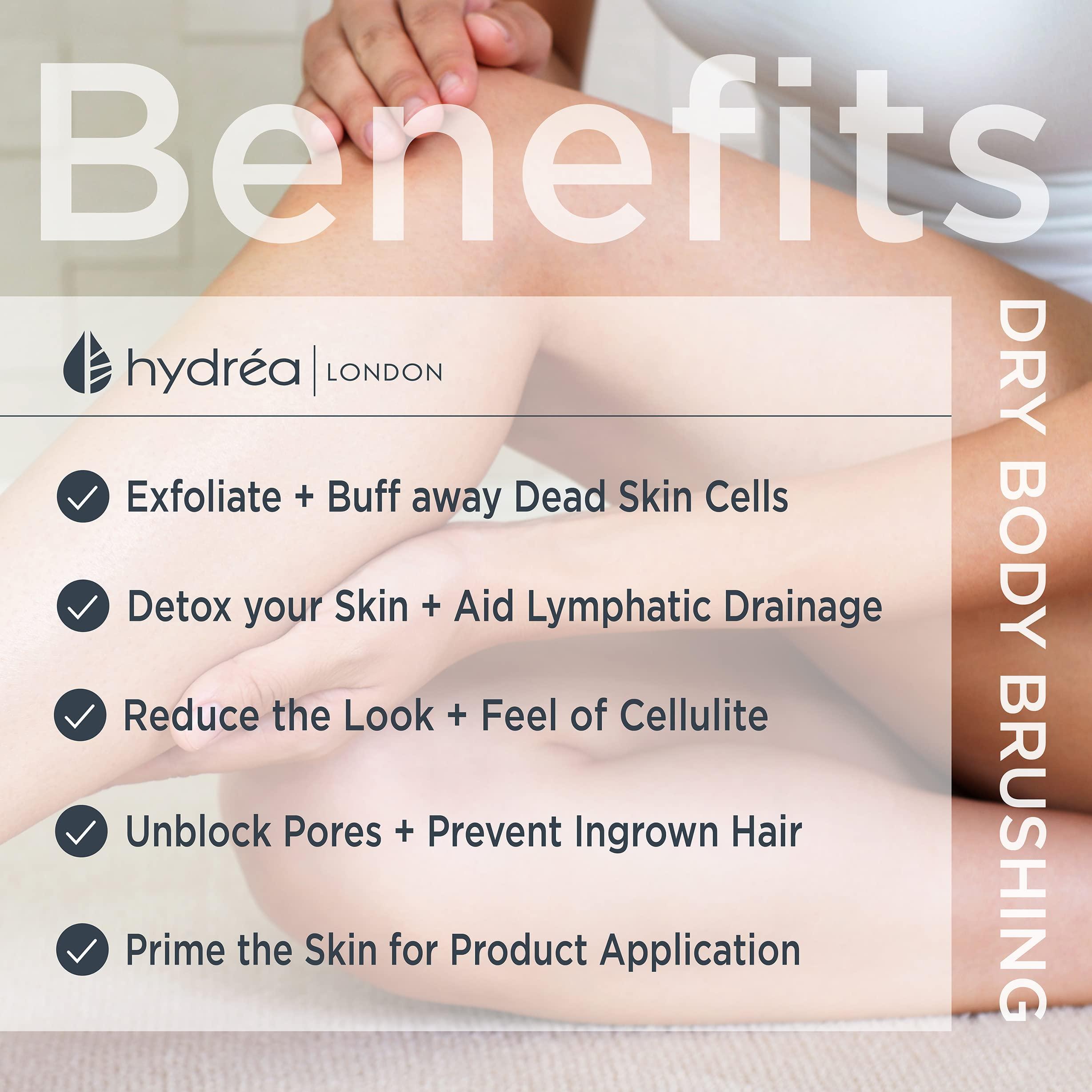 Hydrea London Hydrea London Dry Body Brush – Premium Exfoliating Dry Skin Brush Cactus Bristle, Vegan Dry Brush Cellulite Remover, Exfoliating Body Scrubber for Lymphatic Drainage, FSC® Certified Beechwood