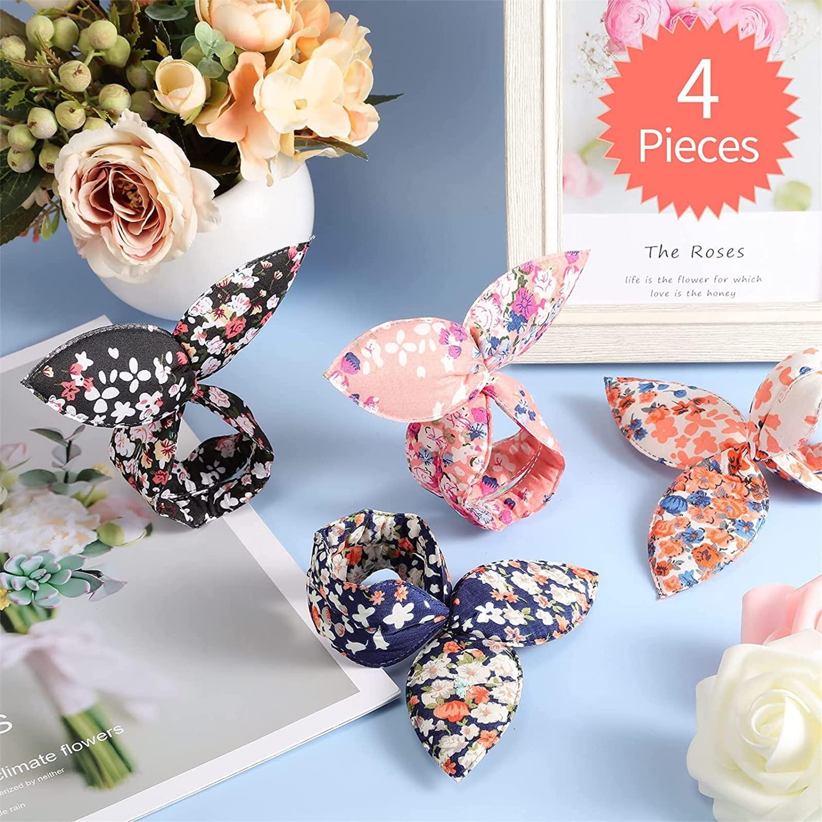 Gokame Gokame Magic Rabbit Ear Sponge Magic Hair Bun Maker, Foam Sponge Bun Twist Shaper, Dot Hair Twist Bun Sponge Donut Holder, Ponyo Styling Curl Bun Maker (4PC, Floral)