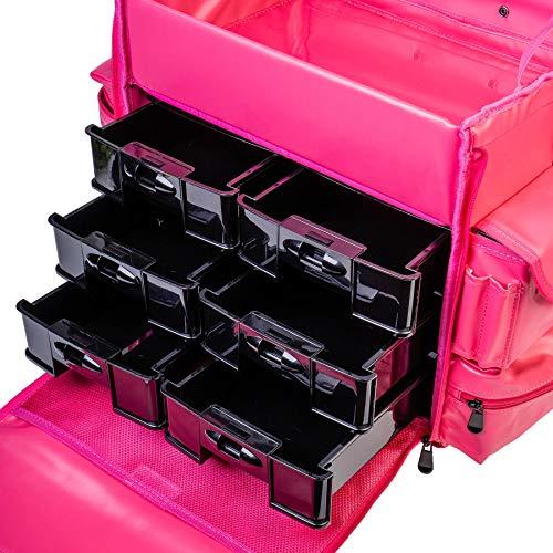 SHANY SHANY Makeup Artist Soft Rolling Trolley Cosmetic Case with Free Set of Mesh Bag Makeup Organizer - Travel Rolling Makeup Bag - Sweetheart