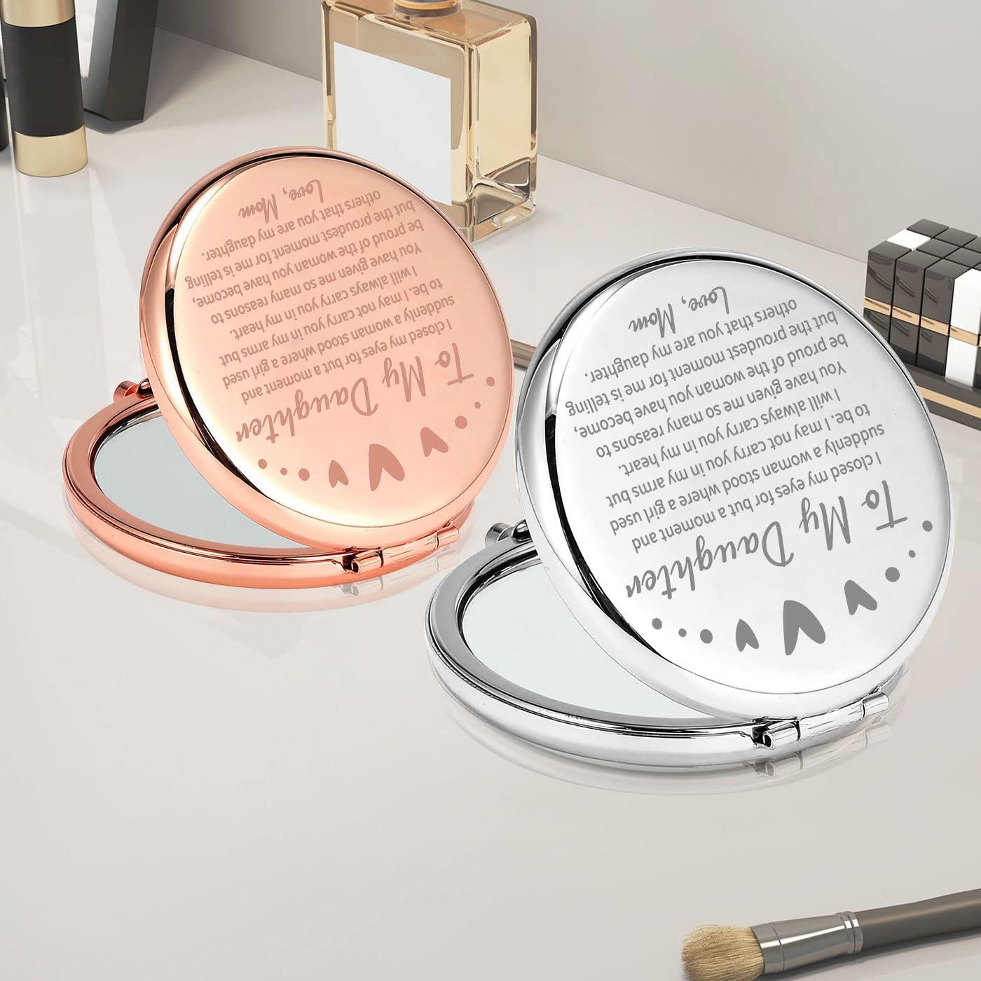 PLITI PLITI to My Daughter Compact Mirror from Mom Dad Daughter Graduation Gift Daughter Inspirational Pocket Mirror (Daughter Closed MMrg)