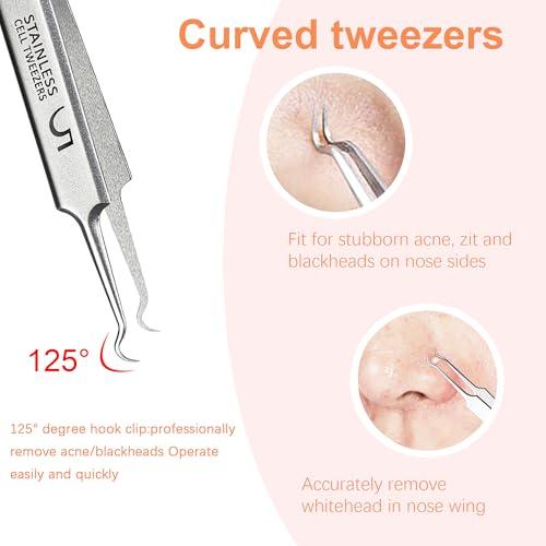 WSYUB WSYUB Professional Blackhead Tweezers,High Hard Stainless Steel Blackhead Remover Tweezers, Precision Pimple Popper Tool Kit, Blackhead Extractor