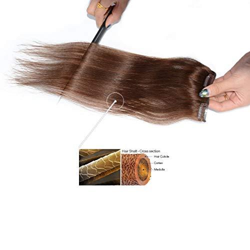BUGUQI 80g Hair Extensions Clip in Human Hair Darker Brown Human Hair Extensions Clip in Real Hair Straight Thick Weft 20 Inch 7pcs
