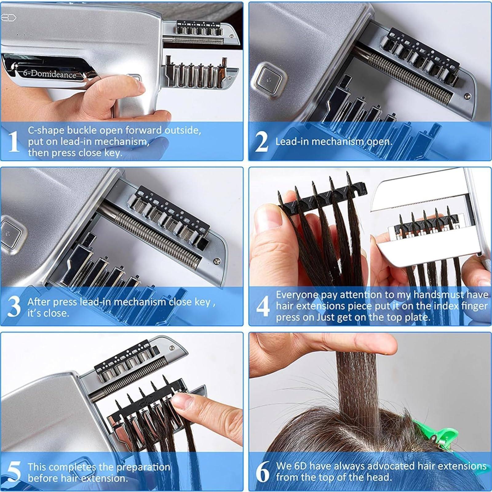 JOSKAA 6D Third Generation Smart Hair Extension Machine, 5-Pin No-Trace Hair Extensions Tool with Pliers, Fast Installation and Removal for Salon Human Hair