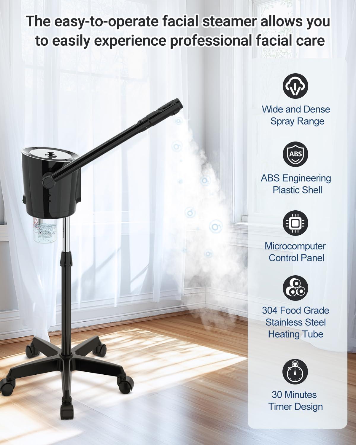 Kingsteam Kingsteam Professional Facial Steamer with Ozone - Ionic Nano Hot Mist Steamer with Large Capacity and 30-Min Timer for Estheticians, Beauty Salons, and Home Skin Care Use
