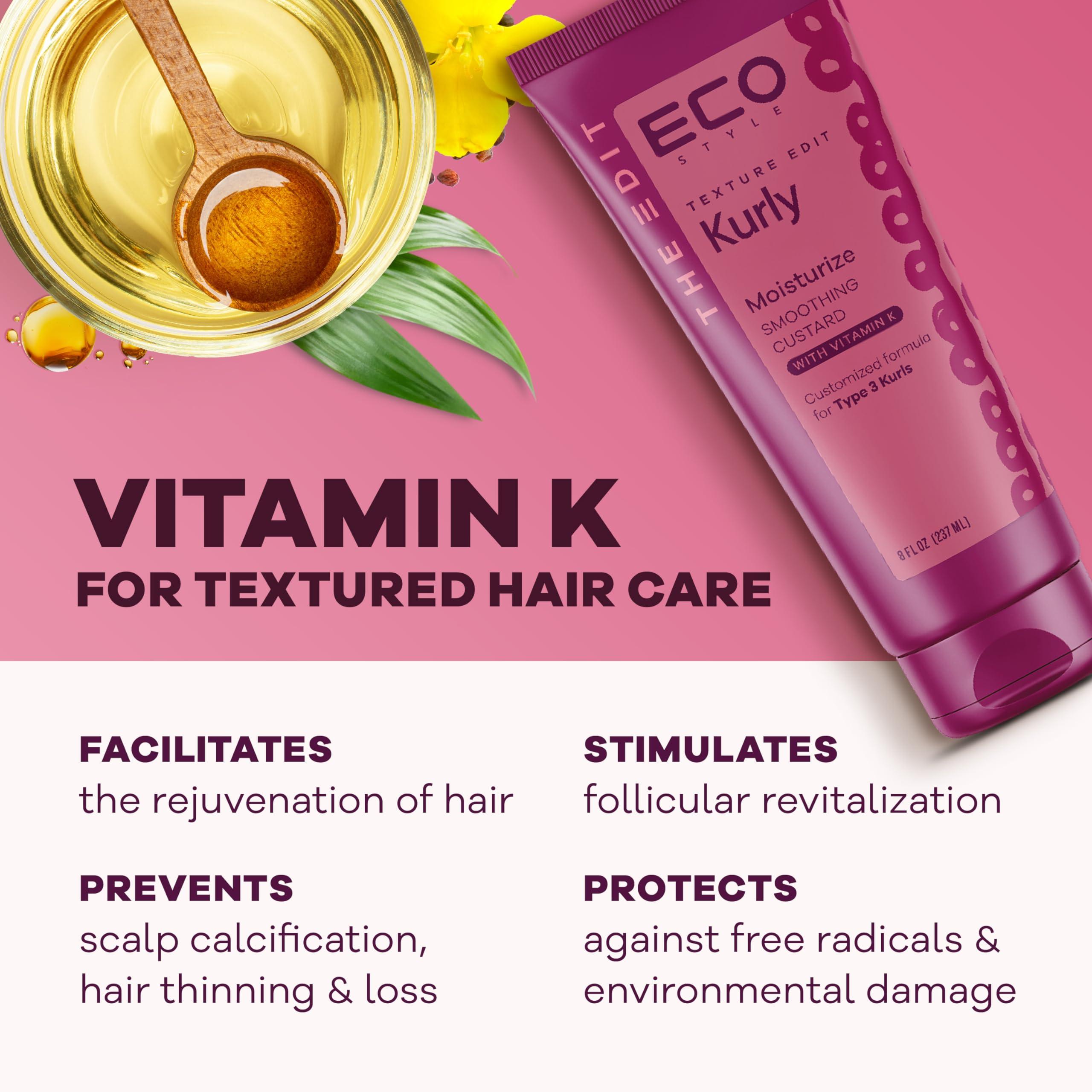 Eco Style Eco Style, Texture Edit, Kurly Moisturize Smoothing Cream for Type 3 curly hair - A sulfate-free, curl cream that smooths, combats frizz and nourishes parched curls. 8 oz.