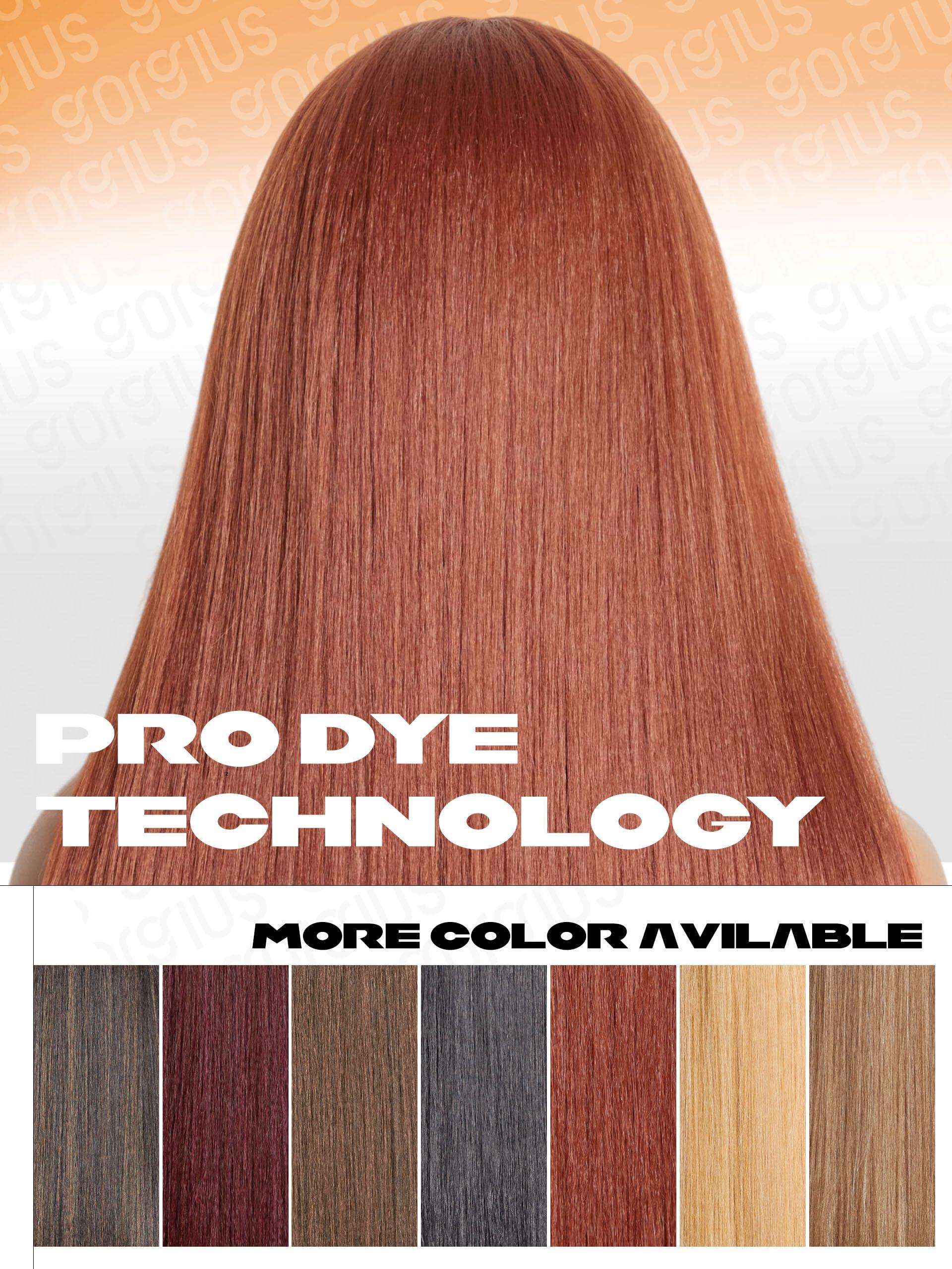 GORGIUS GORGIUS Copper Red Wig with Bangs 24 Inch Long Straight Layered Wig Glueless Curtain Bang Wig with Realistic Lace Scalp Put On & Go Bangs Wig For Beginner