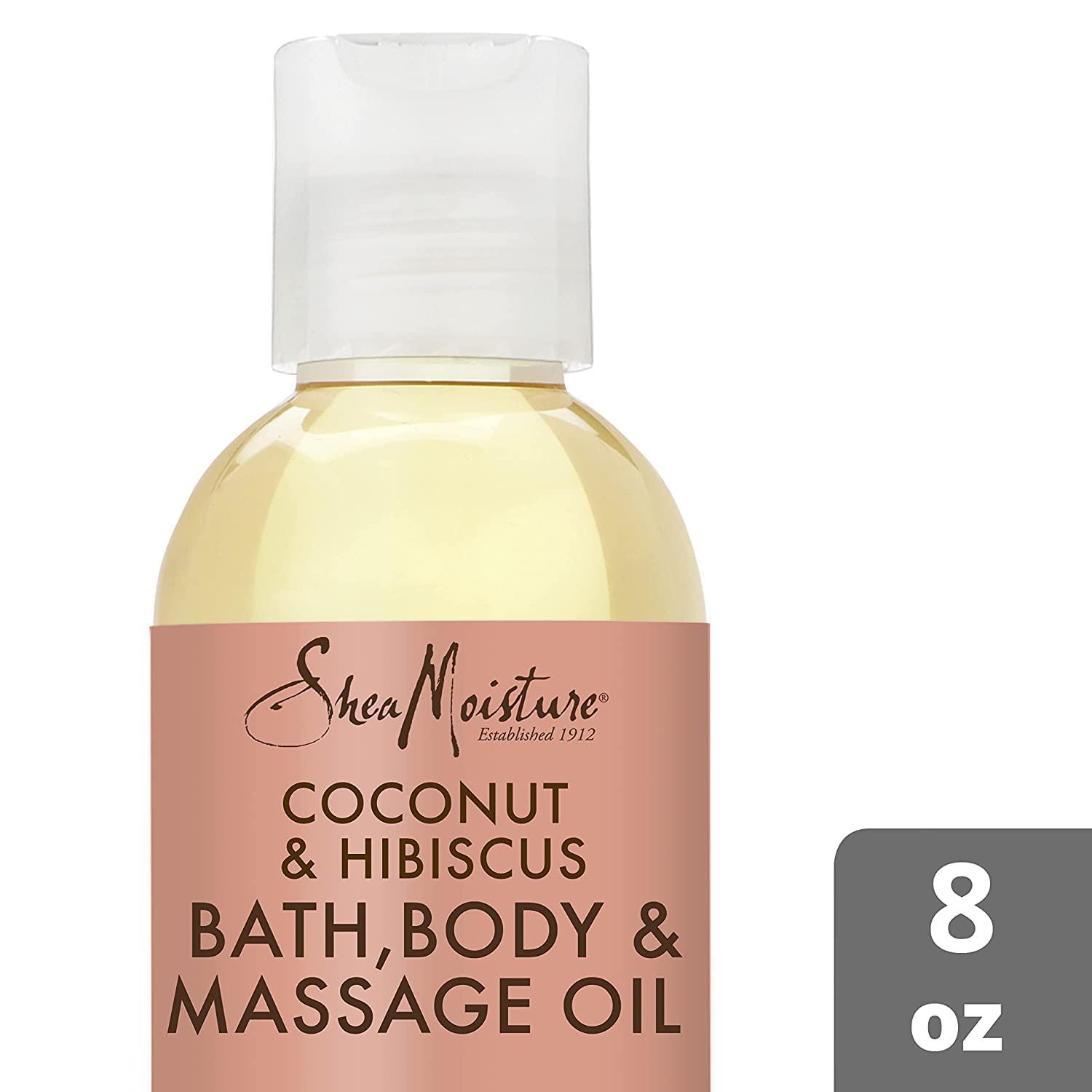 SheaMoisture Shea Moisture Body Oil with Coconut & Hibiscus for Bath and Shower, Coconut Massage Oil & Coconut Body Oil, Shea Moisture Body Oil with Hibiscus Flower Extracts (2 Pack, 8 Oz Ea)