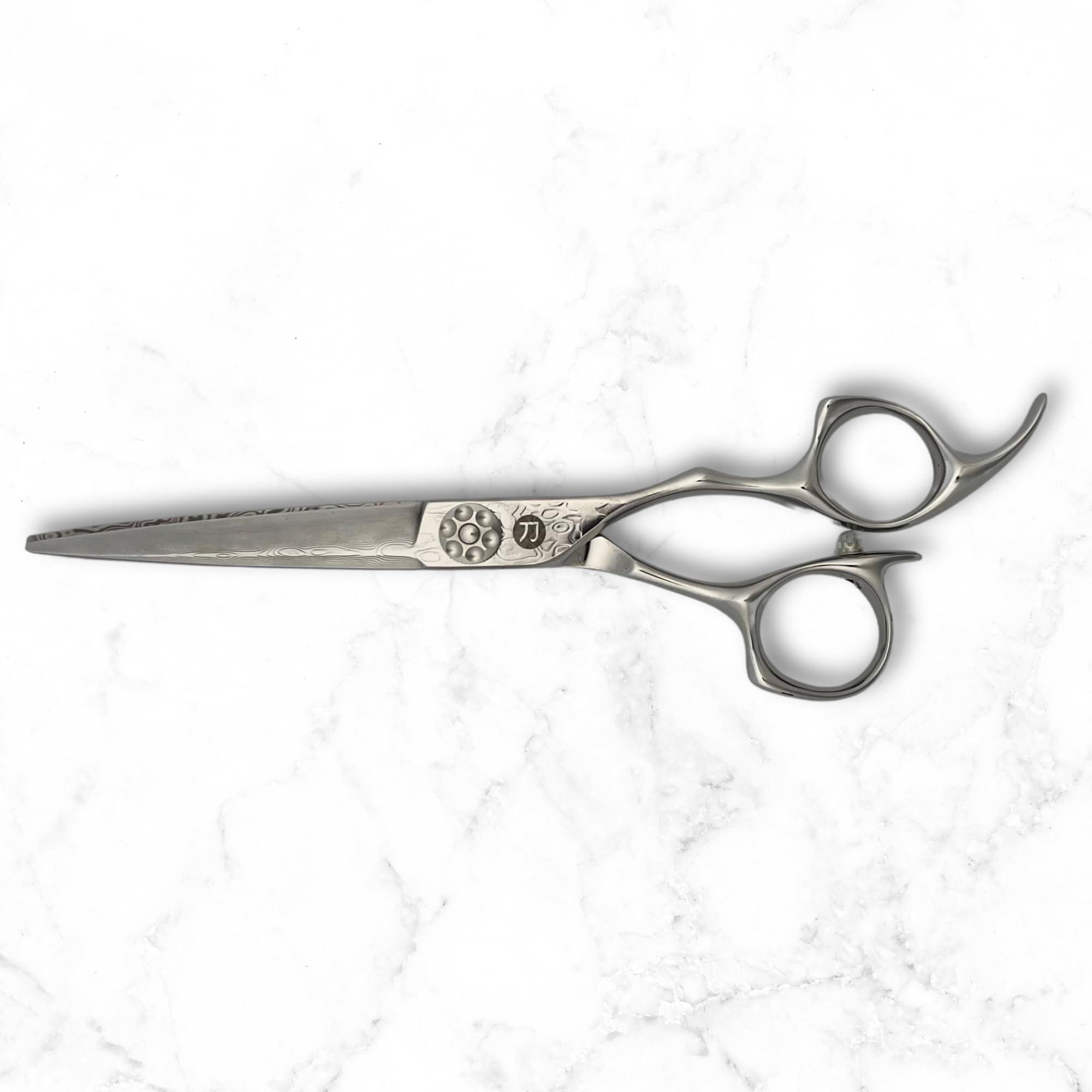 Saki Shears 6 Inch Hair Cutting Shears Made From Damascus Steel - Saki Kanzen - For Professional Haircutting - Wet or Dry Hair