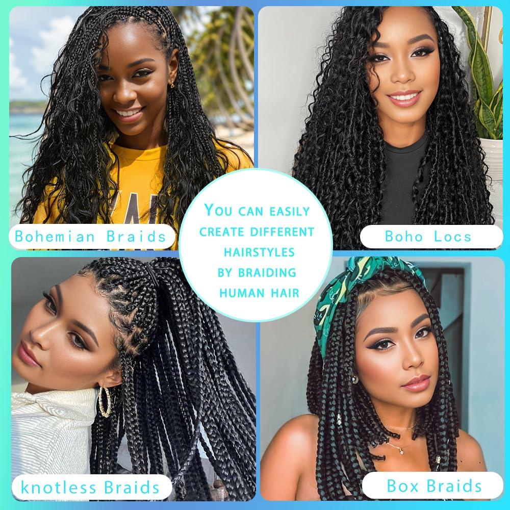 Renyarch Blonde Human Braiding Hair for Boho Braids 14 Inch 100g Human Hair Braiding Hair Deep Wave Bulk Human Hair for Braiding No Weft Brazilian Virgin Curly Human Hair Brading Hair Extensions 27#