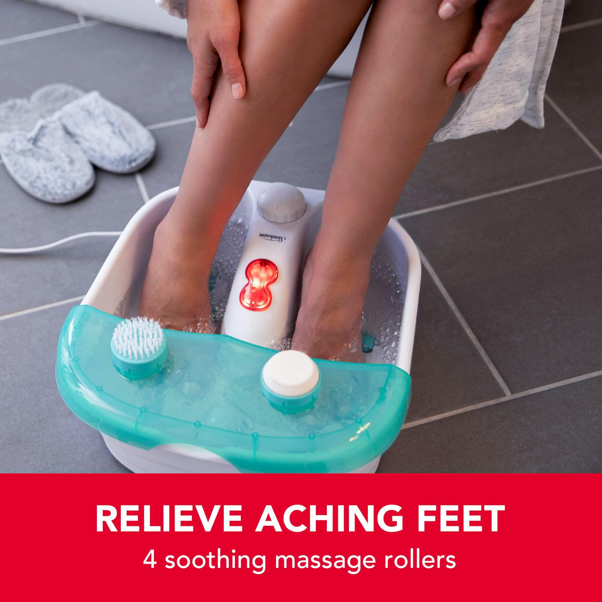 Sunbeam Sunbeam Deep Reservoir Aqua Therapy Foot Spa Foot Bath with Heat, Bubbles, Massage Rollers with Exfoliating Brush and Pumice Stone Pedicure Attachments, Extra Long Basin