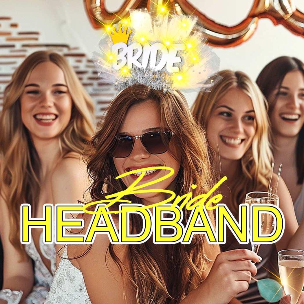 JEAIRTS JEAIRTS Light Up Bride Veil Headband LED Wedding Star Veil Crown Headpiece Glowing Bachelorette Party Hair Accessories for Women(1-Crown)