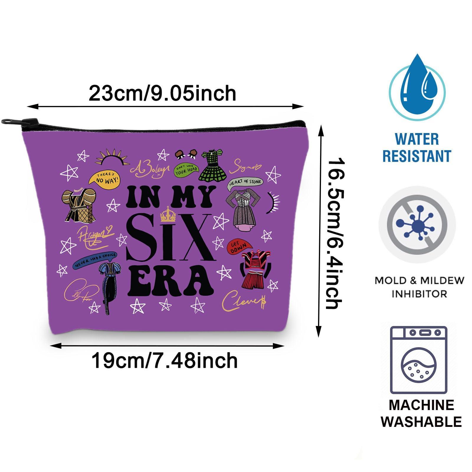 BLUPARK BLUPARK Six Musical Queens Makeup Bag Six the Musical Inspired Gift Broadway Queen Lover Gift IN MY SIX ERA Zipper Bag For Musical Fan (MB IN, MY SIX ERA)