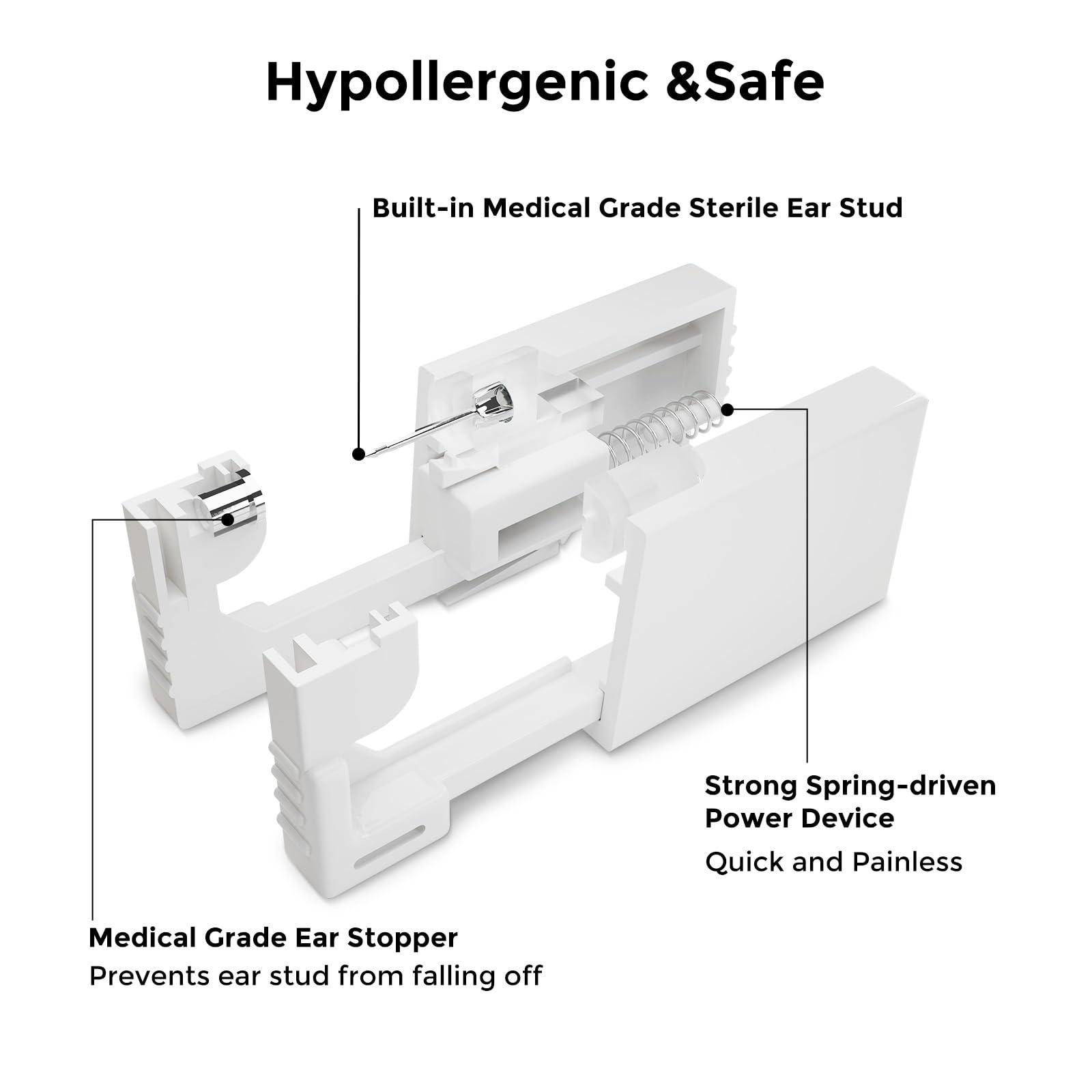 SugarTang Ear Piercing Kit, Disposable Ear Piercing Gun Kit, 316L Surgical Stainless Steel 3MM Cubic Zirconia Stud, At Home Self Ear Piercer Kit with Birthstone Earrings Stud(Dark purple)