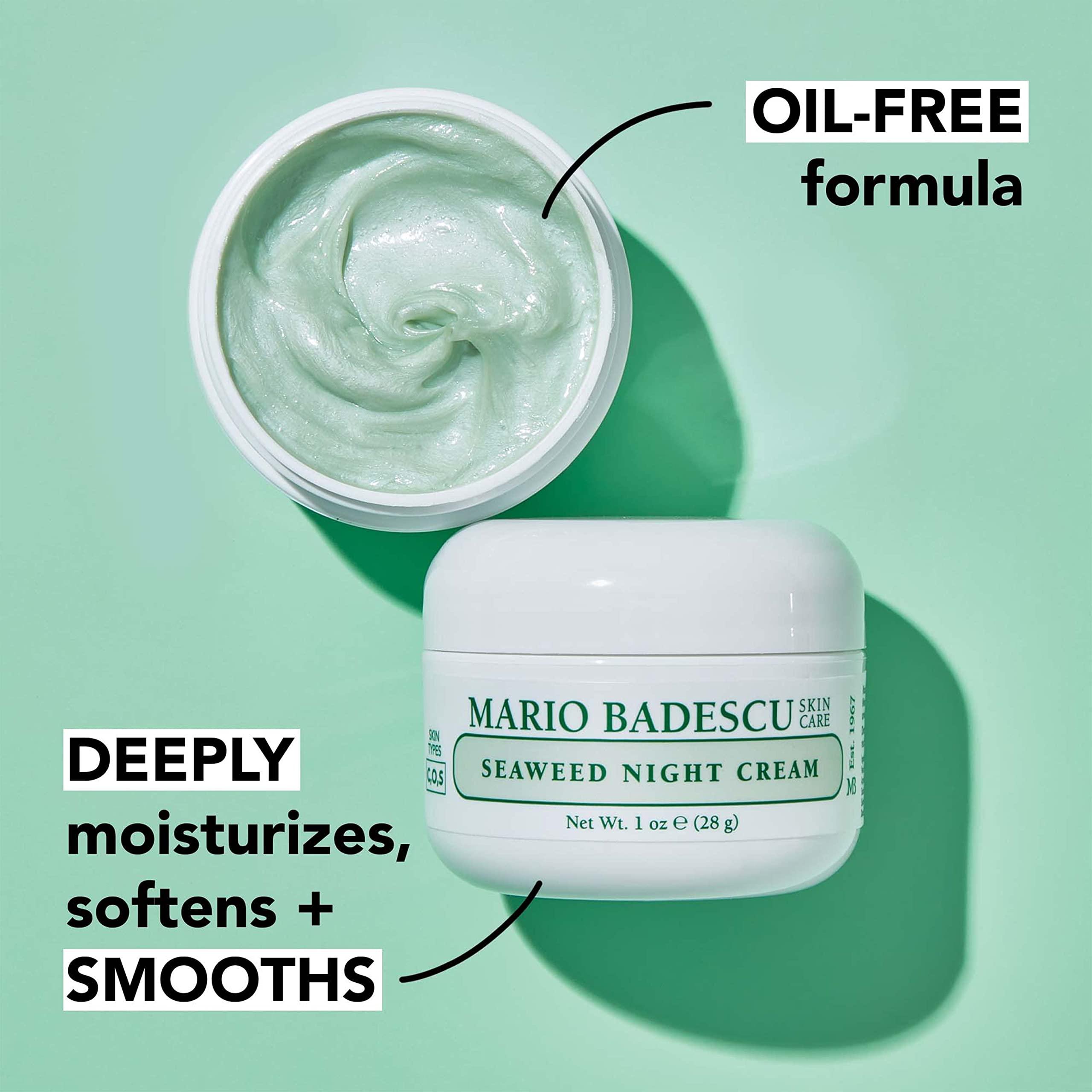 Mario Badescu Mario Badescu Seaweed Night Cream for Women Anti Aging Oil-Free Moisturizer with Collagen & Sodium Hyaluronate, Ideal for Combination, Oily or Sensitive Skin, Moisturizes & Smooths Skin, 1 Fl Oz