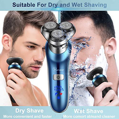 Hatteker Hatteker Electric Shaver for Men Trimmer for Men Cordless Rechargeable Beard Nose Hair Face Trimmer Rotary Razor USB Groomer Waterproof Wet Dry 4 in 1