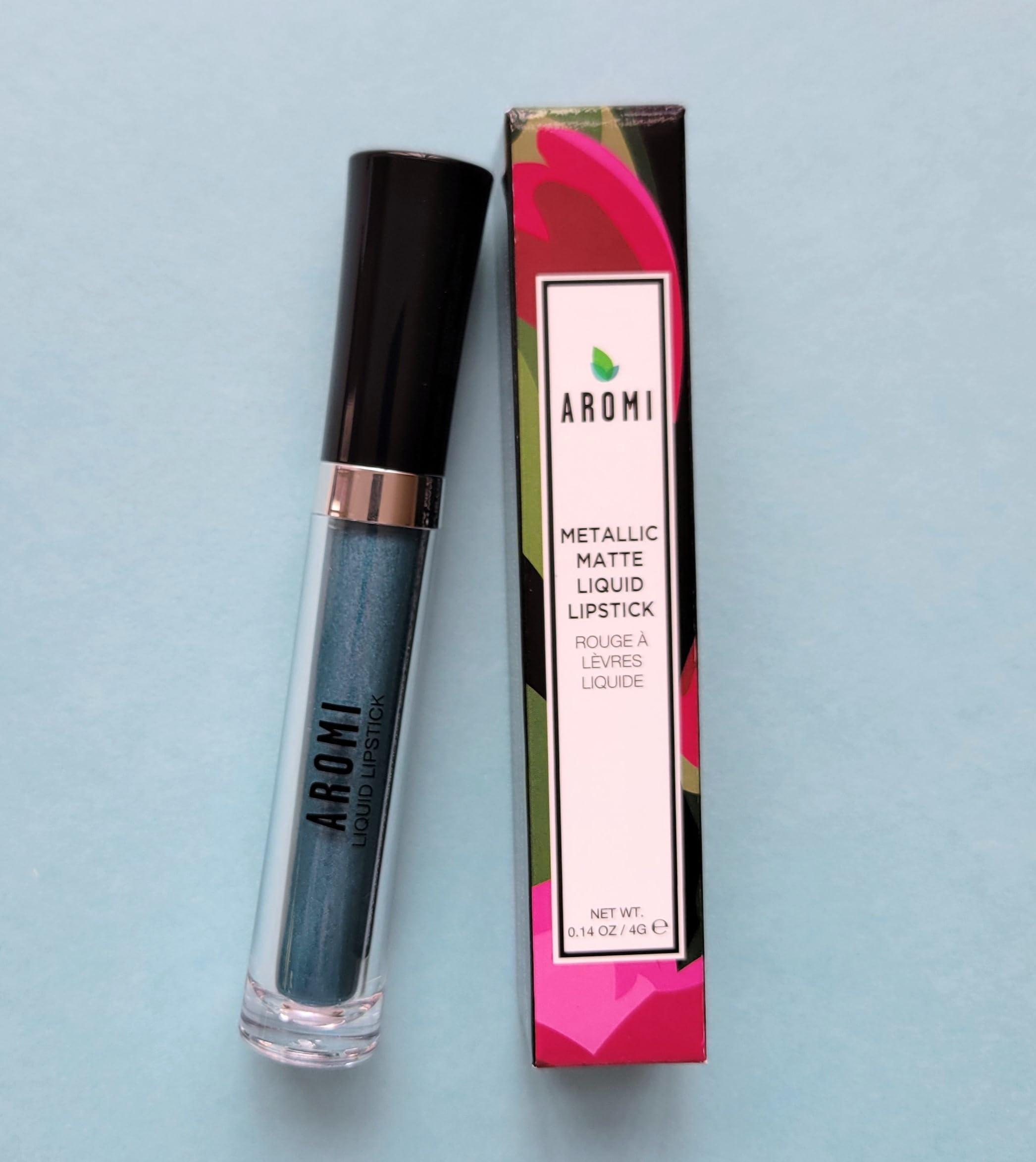 Aromi Aromi Teal Blue Metallic Liquid Lipstick | Turquoise, Sea Foam Lip Color with Shimmery Finish, Vegan, Cruelty-free, Long-lasting, Smudge Proof (Arctic Teal)