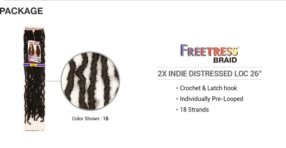 Freetress Braids Freetress Braids Crochet Braids 2X Indie Distressed Loc 26 in (3-pack, 1B)
