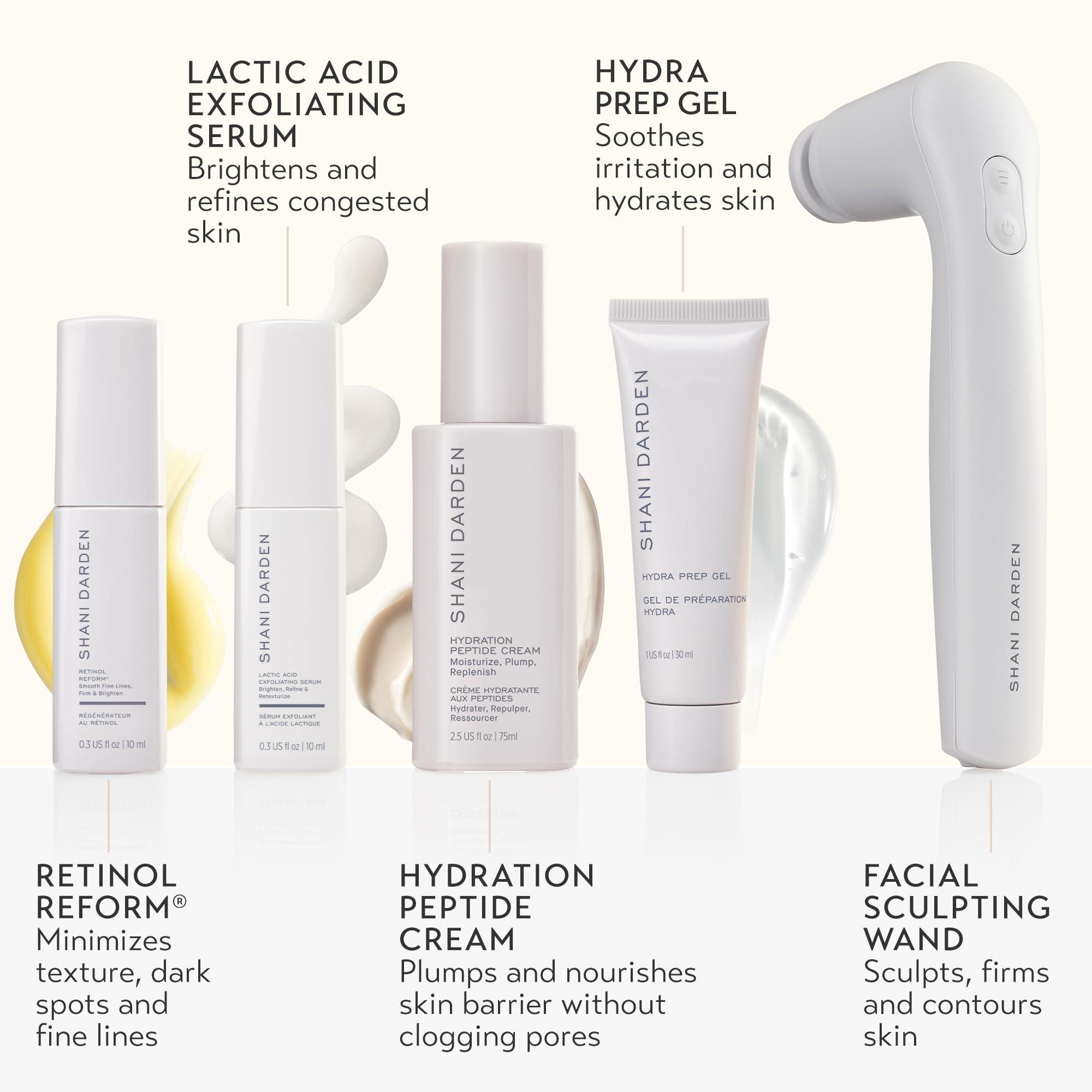 SHANI DARDEN SHANI DARDEN SKIN CARE Sculpt & Firm Travel Kit, Facial Sculpting Wand, Attachments, Retinol Reform & Lactic Serums, Peptide Cream & Pep Gel, 7 Items