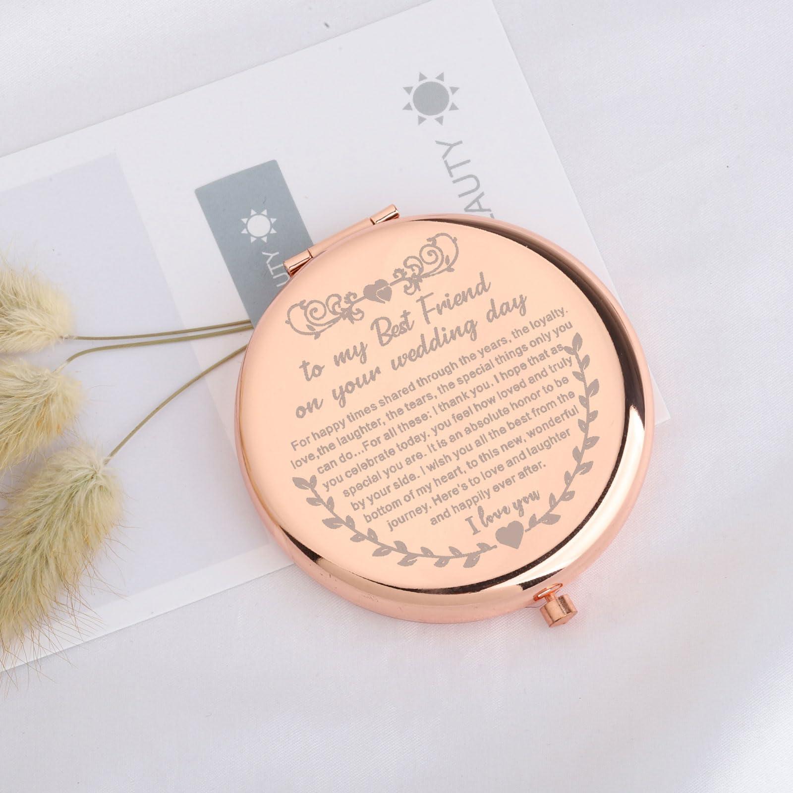 UJIMS UJIMS to My Best Friend on Your Wedding Day Gifts for Bride Best Friend to Bride Makeup Mirror Wedding Gift for Bride (Best Friend to Bride Mirror)