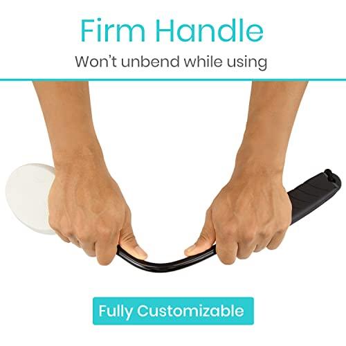 Vive Vive Bendable Lotion Applicator for Your Back - Easily Apply Sunscreen, Self Tanner, Moisturizer, & Cream to Feet, Back, & Body - Long Handled Shower Wand Brush for Women & Men - Reusable, Washable