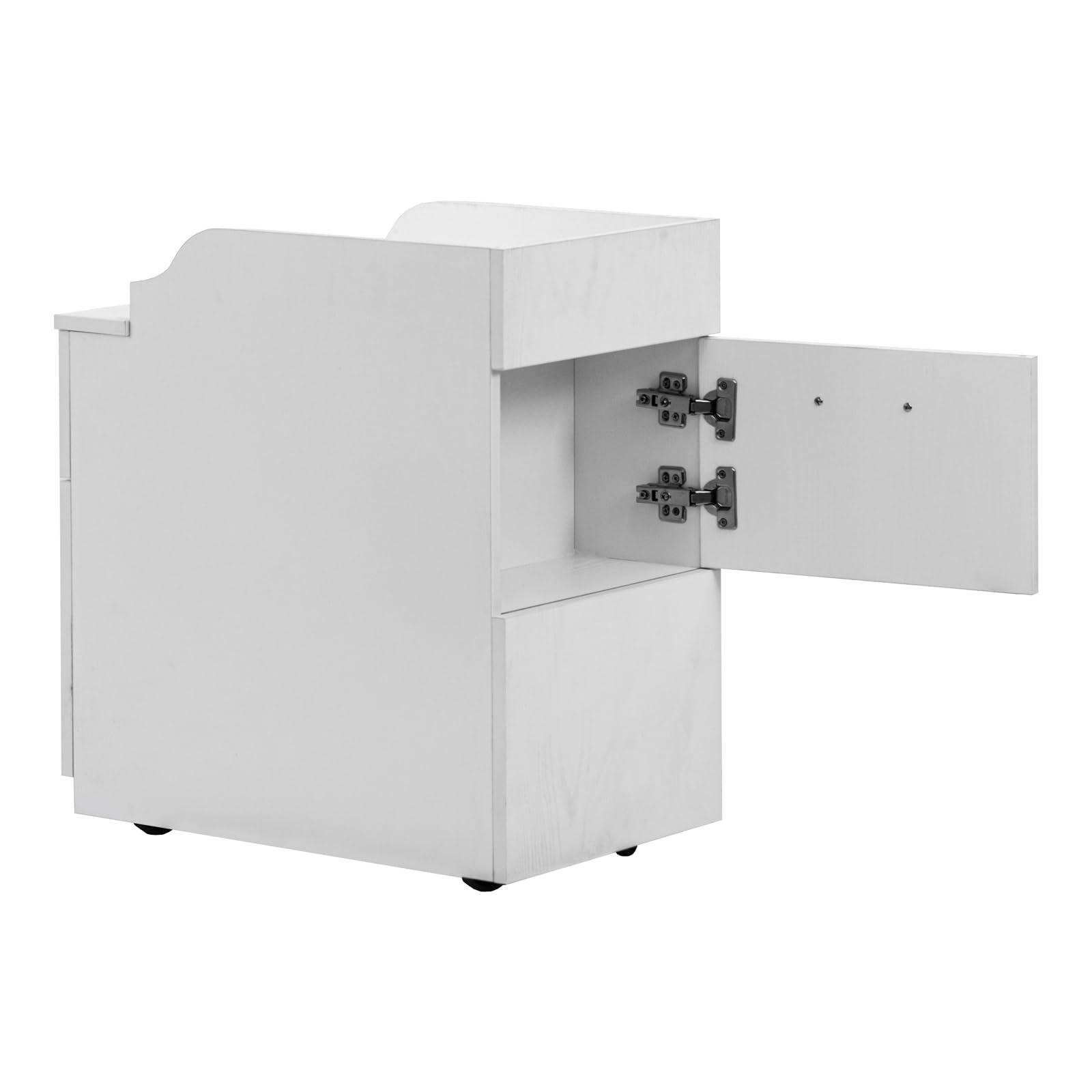 MAYAKOBA AVIGNON Pedicure Trolley Pedi Rolling Cart with Back Cabinet Nail Salon Spa Storage Pedicart, Large, White