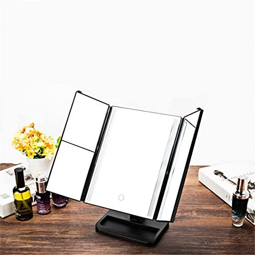 IFGSEQQQ IFGSEQQQ Led Trifold Mirror Vanity Mirror with Lights Simple Shape Dimmable Touch Control Design Portable High Definition Dual Power Supply for Bathroom